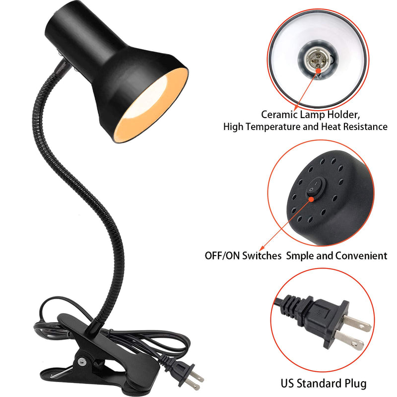 Desk Lamp Eye-Caring Table Lamps, 360°Rotation Gooseneck Clip on Lamp, Portable Reading Book Light, Clamp Light, Eye-Caring Study Desk Lamps for Bedroom and Office Home Lighting-Black - LeoForward Australia