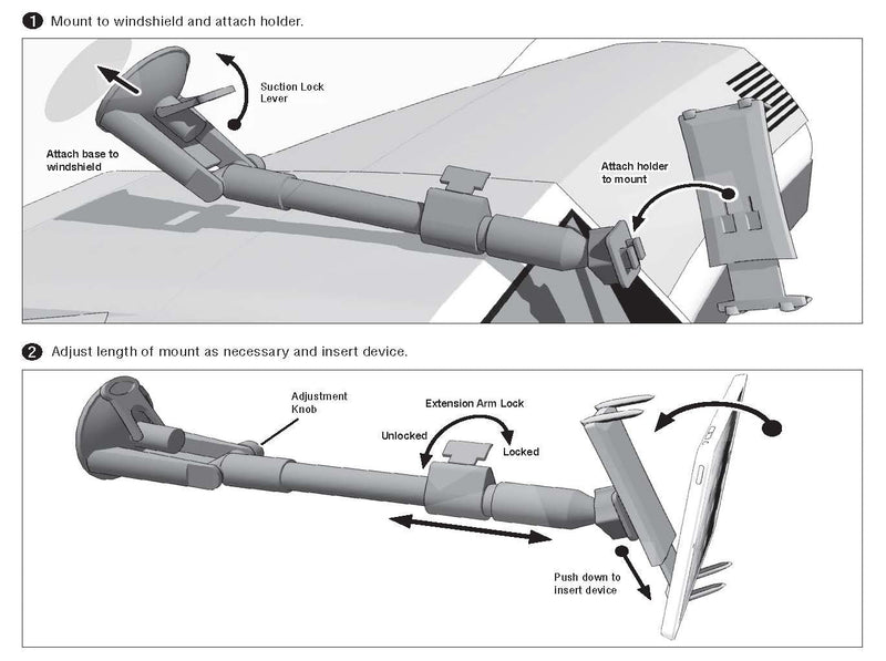  [AUSTRALIA] - ARKON Smartphone and Midsize Tablet Long Arm Windshield Suction Mount for Samsung Galaxy S5/S4 Galaxy Note 3/8.0 -Retail Packaging -Black