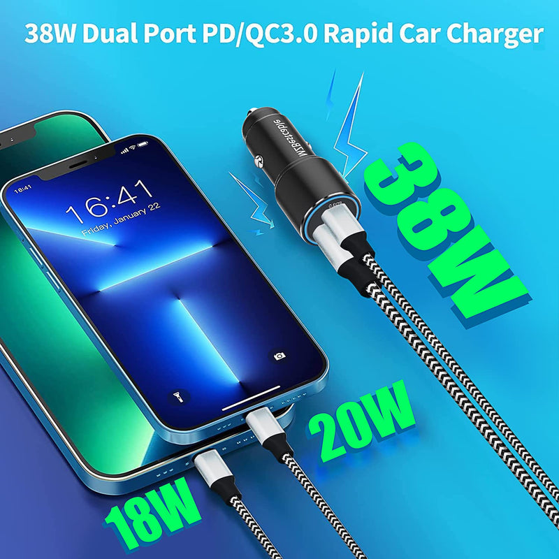  [AUSTRALIA] - 38W USB C Car Charger Cable for Samsung Galaxy S22 Plus Ultra A52 A51 A53 A14 A13 5G,Moto Motorola G Stylus/Power 2022 2021 2022,G Play,G100,PD&Quick Charge 3.0 Car Adapter for iPhone 12 14 13 Pro Max