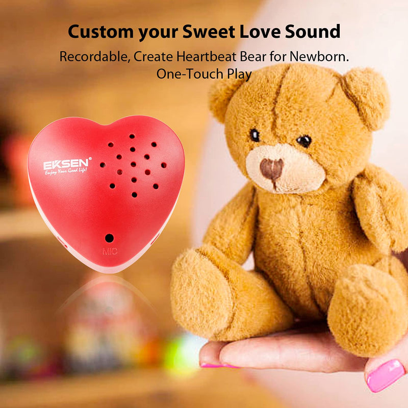 EKSEN Heart Voice Recorder, 30 Seconds Voice Recorder for Stuffed Animal, Plush Toy, etc. Kids Voice Recorder, Sound Box for Voice Gifts. (Red - 1 Pack) Red - 1 Pack - LeoForward Australia
