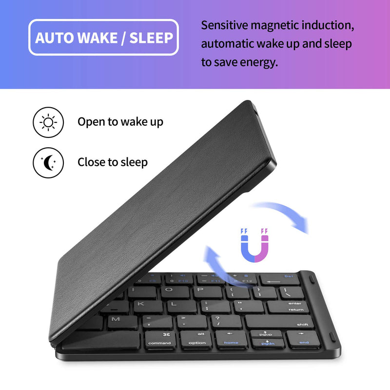  [AUSTRALIA] - Multi-Device Bluetooth Foldable Keyboard, Samsers Wireless Portable Folding Keyboard, Full Size Ultra Slim Rechargeable Keyboard Connect Up to 3 Devices for IOS Android Windows phone Tablet and Laptop Black - BT*3