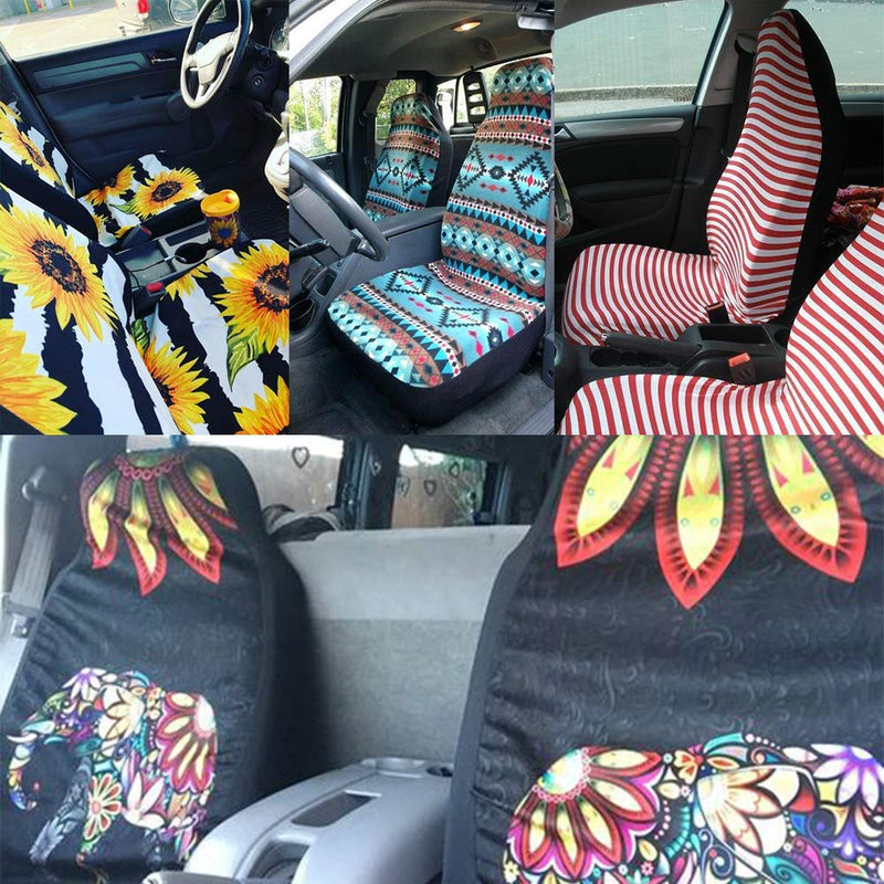  [AUSTRALIA] - Dreaweet Car Front Seat Covers Pineapple Printed Fashion Women Car Seat Protector Cover Mat Full Set of 2 Fit Most Cars