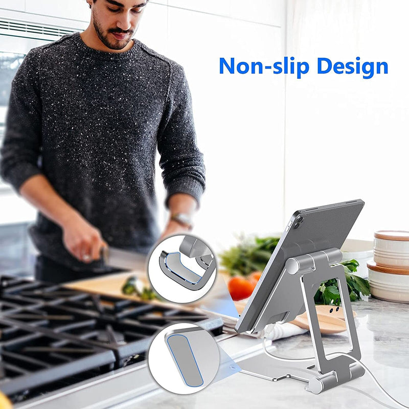  [AUSTRALIA] - Tablet Stand, Anozer Adjustable & Foldable Aluminium Desktop iPad Stand,Compatible with 2021 iPad Mini 6 5 4, iPad 10.2, iPad Pro 12.9/11, iPad Air, Portable Monitor, Surface Pro, Phones (4-13 inch)