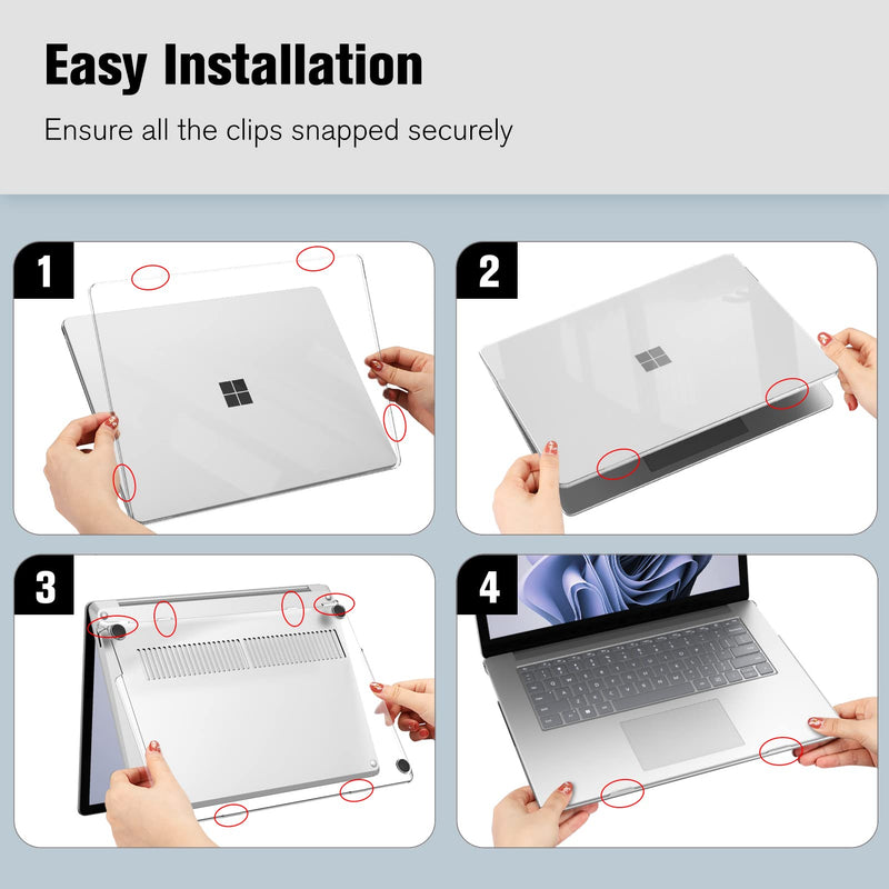  [AUSTRALIA] - Fintie Case for 15 Inch Microsoft Surface Laptop 5 4 3 with Metal Keyboard (Model: 1872/1873//1953/1979) - Protective Slim Snap On Hard Shell Cover, Crystal Clear