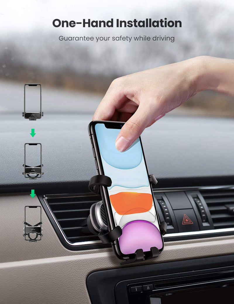 UGREEN Car Phone Holder Air Vent Mount Gravity Auto Clamp Retractable Cradle Clip Compatible for iPhone 12 Pro SE 11 Max XR XS 8 7 Samsung Galaxy Note20 Ultra S20 S10 A71 A70 - LeoForward Australia
