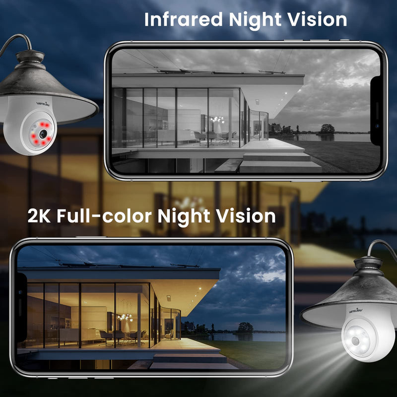  [AUSTRALIA] - wansview 2K Light Bulb Security Camera - 2.4G WiFi Security Cameras Wireless Outdoor Indoor for Home Security, 360° Monitoring, Auto Tracking, 24/7 Recording, Color Night Vision, Compatible with Alexa 1
