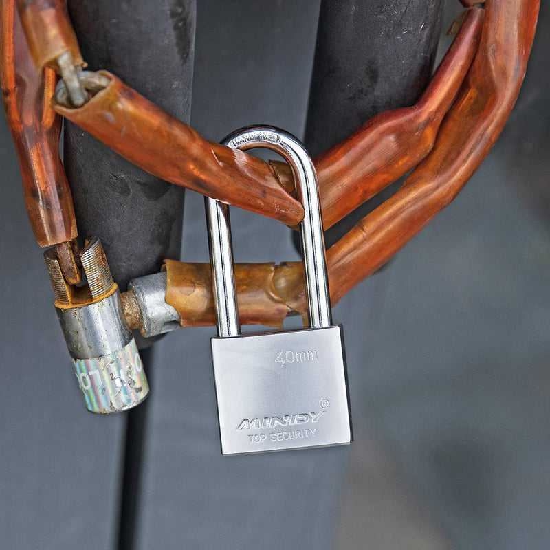  [AUSTRALIA] - 40mm Long Shackle Padlocks for Outdoor Use All Weather Resistant, Alloy Steel Heavy Duty Lock with 4 Keys 1.6in (40mm)