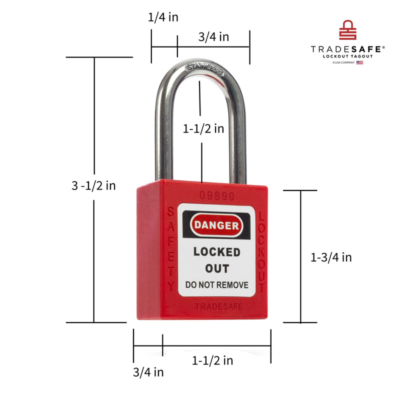  [AUSTRALIA] - TRADESAFE Lockout Tagout Locks, 7 Safety Locks Keyed Differently, Lock Out Tag Out Safety Padlocks, 1 Key Per Lock, Red, Lockout Tagout Kit Refill, Industrial Safety Brand and Company 7-Red
