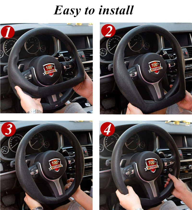  [AUSTRALIA] - Sulida Steering Wheel Cover Auto Car Silicone Great Grip Anti-Slip Steering Cover for Diameter 36-38cm/13-15inch (black1) black1