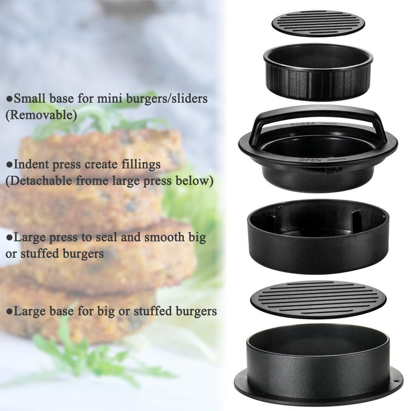  [AUSTRALIA] - Burger Press Patty Maker, 3in1 Non-Stick Hamburger Press Mode Kit, Make Various Fresh Delicious Stuffed Burger, Sliders Burger, Beef Burger, Non Stick Meat and Easy to Clean