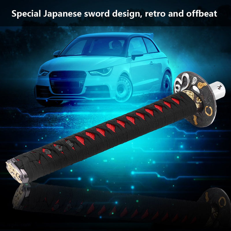  [AUSTRALIA] - Suuonee Gear Shifter, Universal Japanese Sword Car Gear Shift Lever Knob Shifter with 4 Adapters (Black + Red) Black + Red