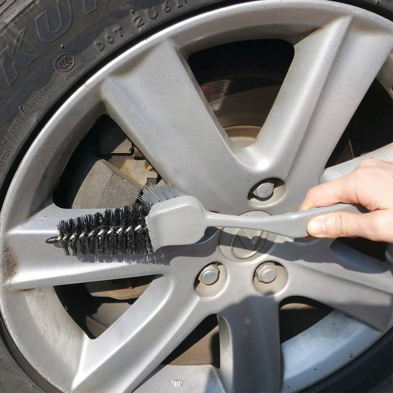  [AUSTRALIA] - Coralpearl Alloy Wheel Cleaning Scrub Brush Wire Tire Rim Detailing Cleaner Tool with Bottle Brush,Scrubber and Scraper for Washing Car,Bicycle,Motorcycle,Auto