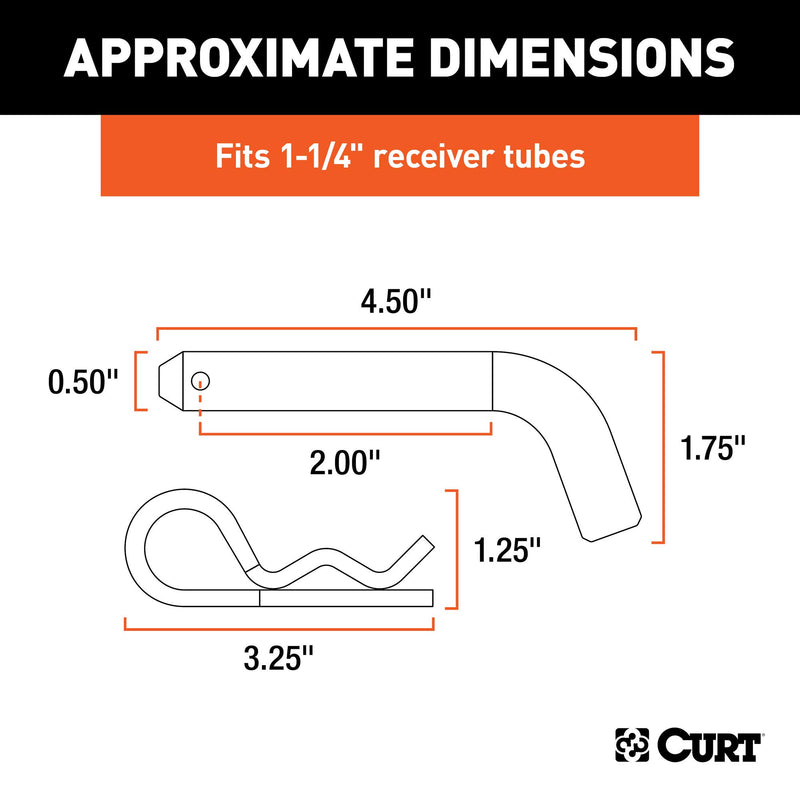  [AUSTRALIA] - CURT 21400 Trailer Hitch Pin & Clip, 1/2-Inch Pin Diameter, Fits 1-1/4-Inch Receiver