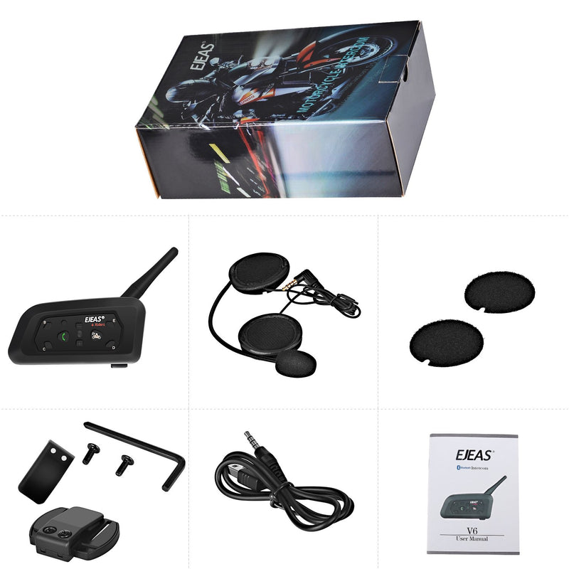  [AUSTRALIA] - V6 Pro Helmet Intercom Communication System V6 Motorcycle Bluetooth Intercom Interphone Connect Up to 6 Riders 1200M V6 Pro(1 Pack) V6 Pro(1 Pack)