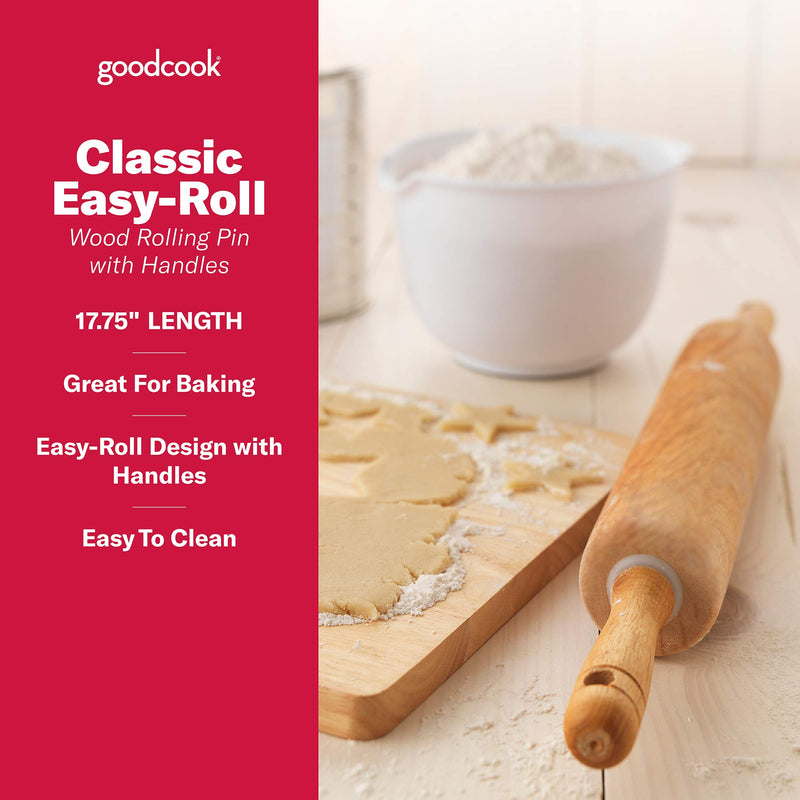  [AUSTRALIA] - Goodcook 05717000817 Good Cook Classic Wood Rolling Pin, 1,23830 1 Pack