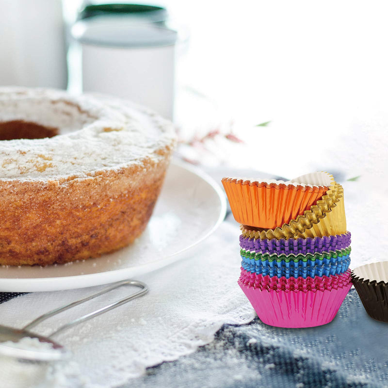  [AUSTRALIA] - TRUSBER 200Pcs Cupcake Liners Aluminum Foil Cups Cake Muffin Molds Non-stick Baking Cupcake Wrapper Holder for Wedding,Birthday,Party,Baby Shower Multicolor
