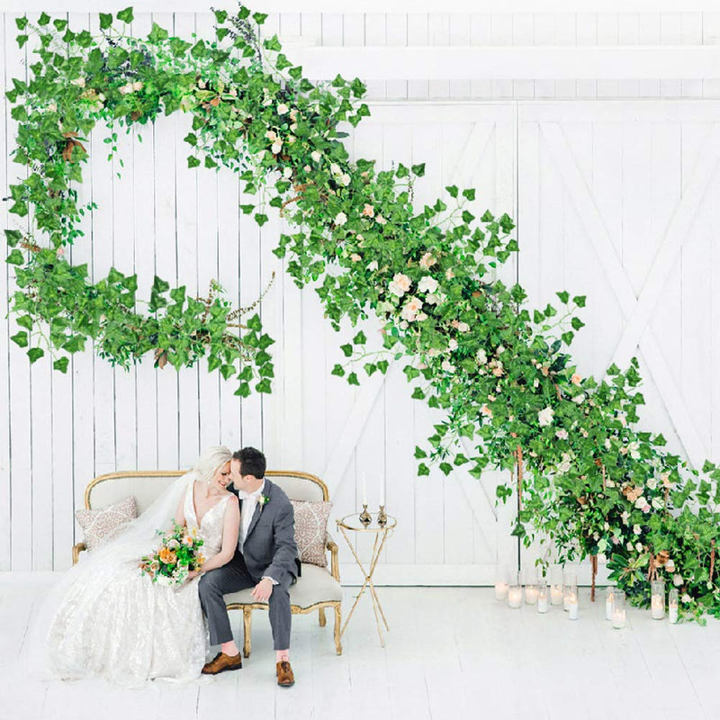  [AUSTRALIA] - CQURE 18 Strands Artificial Ivy Garland, Fake Vines Greenery Decor Ivy Garland Fake Leaves Hanging Plants for Bedroom Home Kitchen Garden Office Wedding Wall 126 Feet, Green