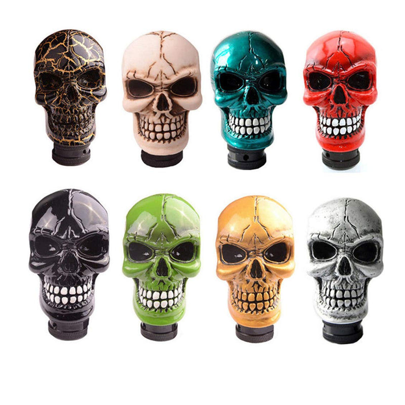  [AUSTRALIA] - SMKJ Universal Bone Resin Skull Head Style Car Shift Knob Shifter Knobs Lever Gear Stick for Most Manual or Automatic Transmission Vehicles(Silver) Silver