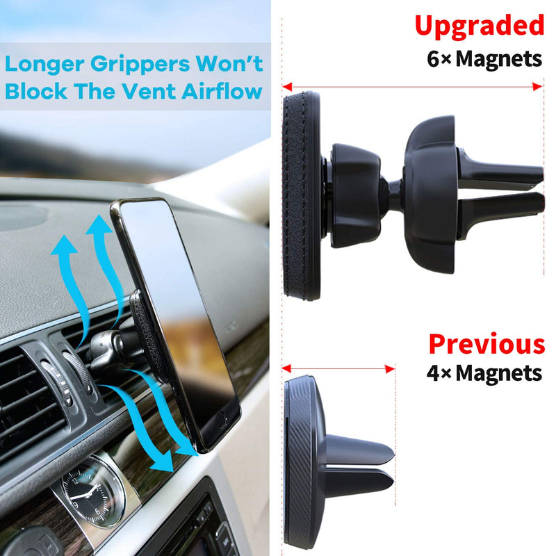  [AUSTRALIA] - 2 Pack Magnetic Phone Car Mount, Apps2car Car Phone Holder Mount Magnetic, Built in 6 Strong Magnets, Air Vent Cell Phone Holder for Car with Adjustable Secure Tightening System