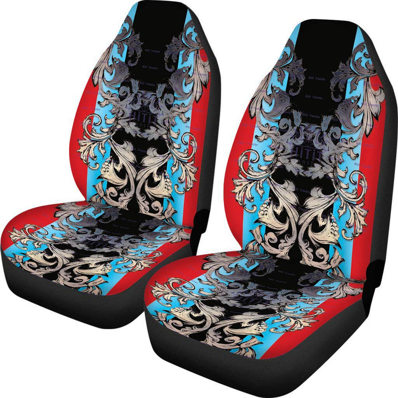  [AUSTRALIA] - Stripe Universal Front Seat Cover Women Car Seat Covers Soft Elastic Fit Most Car 2 Pieces retro patterns