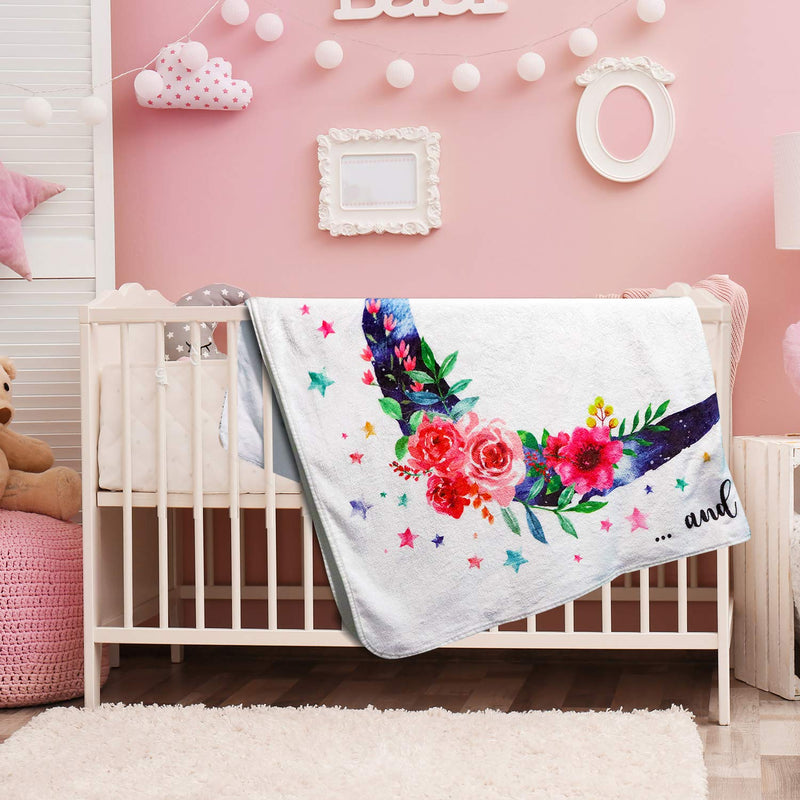 [AUSTRALIA] - Jamie&Jayden Baby Monthly Milestone Blanket for Baby Girl, Photo Blanket for Newborn and Baby Pictures. Includes Headband, Wreath and Frame 60”x40"