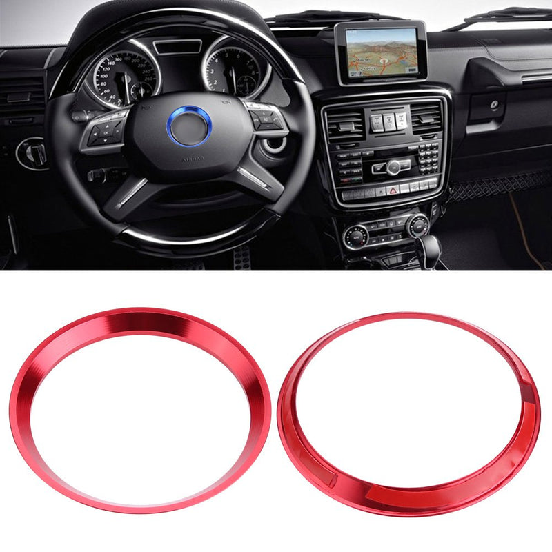  [AUSTRALIA] - Keenso Car Steering Wheel Ring Cover Trim Aluminium Chromium Alloy Decoration Frame Trim for Mercedes Benz CLA GLK A Class W204 W246 W176 W117 C117(Red) Red