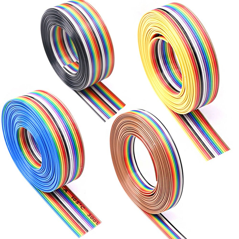  [AUSTRALIA] - Glarks 10ft / 3m 10/14/16/20 Wire Rainbow Color Flat Ribbon IDC Wire Cable Kit for 2.54mm Connectors