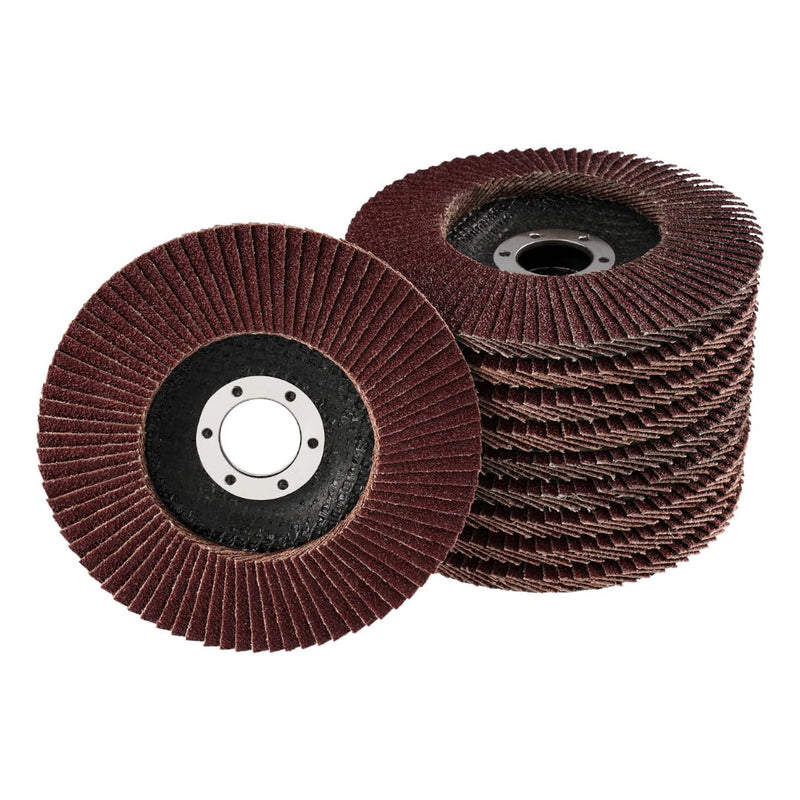  [AUSTRALIA] - 10 serrated washers | Ø 125mm | Grain 80 | Brown for metal & wood | | Professional quality | for angle grinders | Flap disc | Sanding mop | Lamellar discs | Grinding wheels | Grind