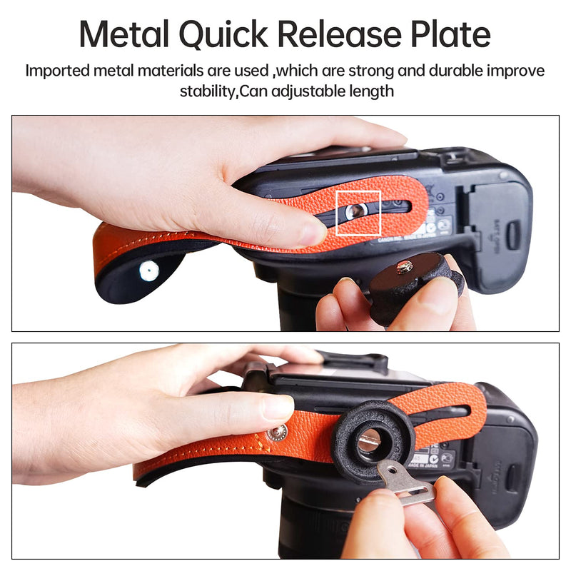  [AUSTRALIA] - LENSGO VDS6 Professional Camera Hand Grip Strap with Metal Plate Orange