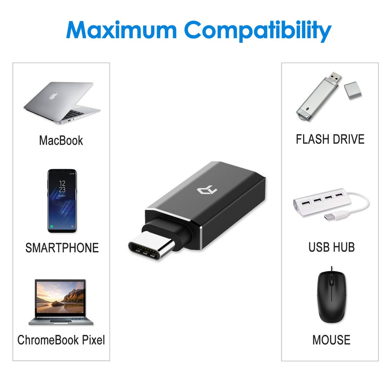 Rankie 2-Pack USB C Adapter Hi-Speed USB Type C to USB-A 3.0, Black - LeoForward Australia