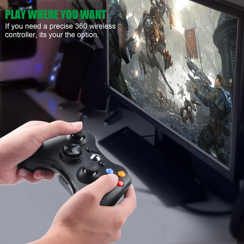  [AUSTRALIA] - JAMSWALL Xbox 360 Wireless Controller, Gamepad Joystick for Xbox 360 Slim&PC Windows 10/8/7 (Black)