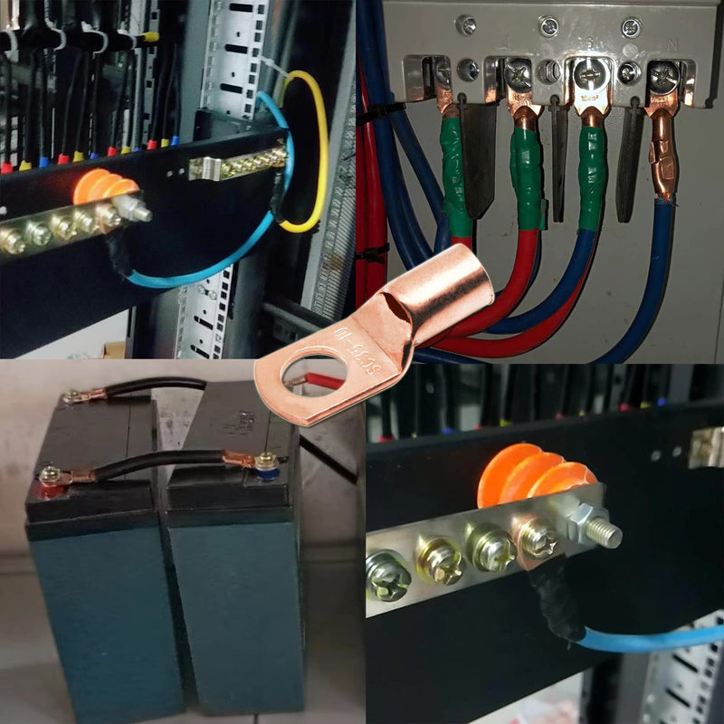  [AUSTRALIA] - TKDMR 160Pcs Copper Wire Lugs AWG2 4 6 8 10 12 with Heat Shrink Set, 80Pcs Battery Cable Lugs Battery Cable Ends Ring Terminals Connectors with 80Pcs Heat Shrink Tubing Assortment Kit 10 Kind Sizes 160