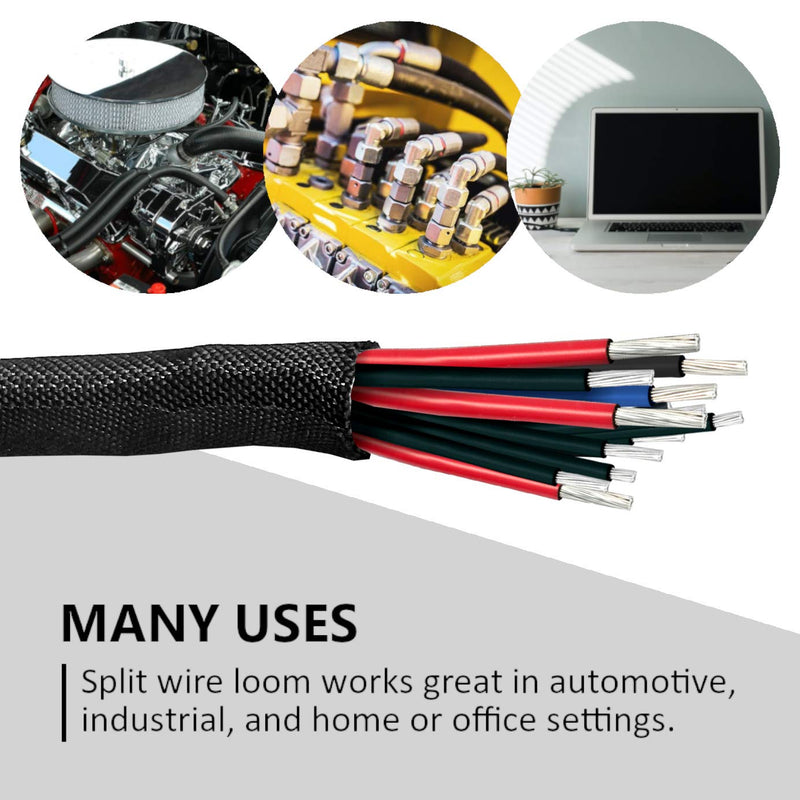  [AUSTRALIA] - MGI SpeedWare Woven Mesh Split-Sleeve Wire Loom for High-Temperature Automotive Harness and Home Cable Management - 25 feet (1/2") 1/2"