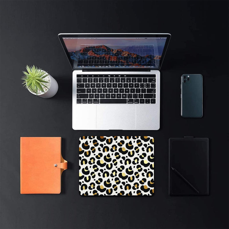  [AUSTRALIA] - LTHAOGUO Gold Leopard Print Mouse Pad, Cheetah Print Mousepad, Anti Slip Personalized Design Rubber Mousepad, Mouse Pad for Laptop Computer, 9.5 X 7.9 Inch, Gold and Black Dot Spots Animal Pattern