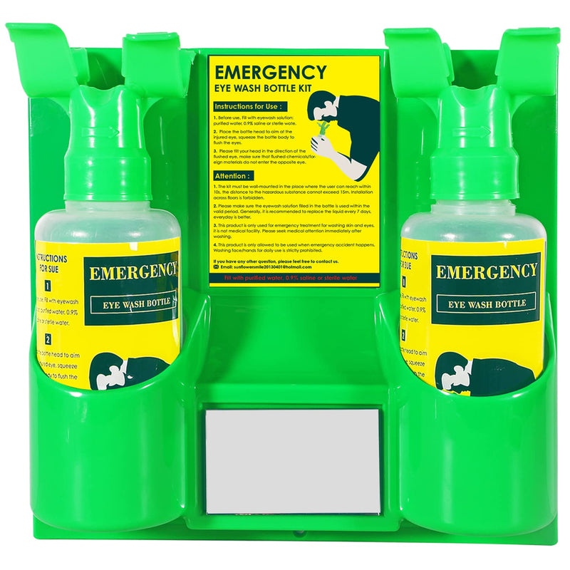  [AUSTRALIA] - CGOLDENWALL Emergency Eye Wash Station Portable Wall Mounted Eyewash Station Double 500ml Empty Eyewash Replacement Bottle Eye Washing Kit for Personal Use, Without Eyewash Solution Basic Model