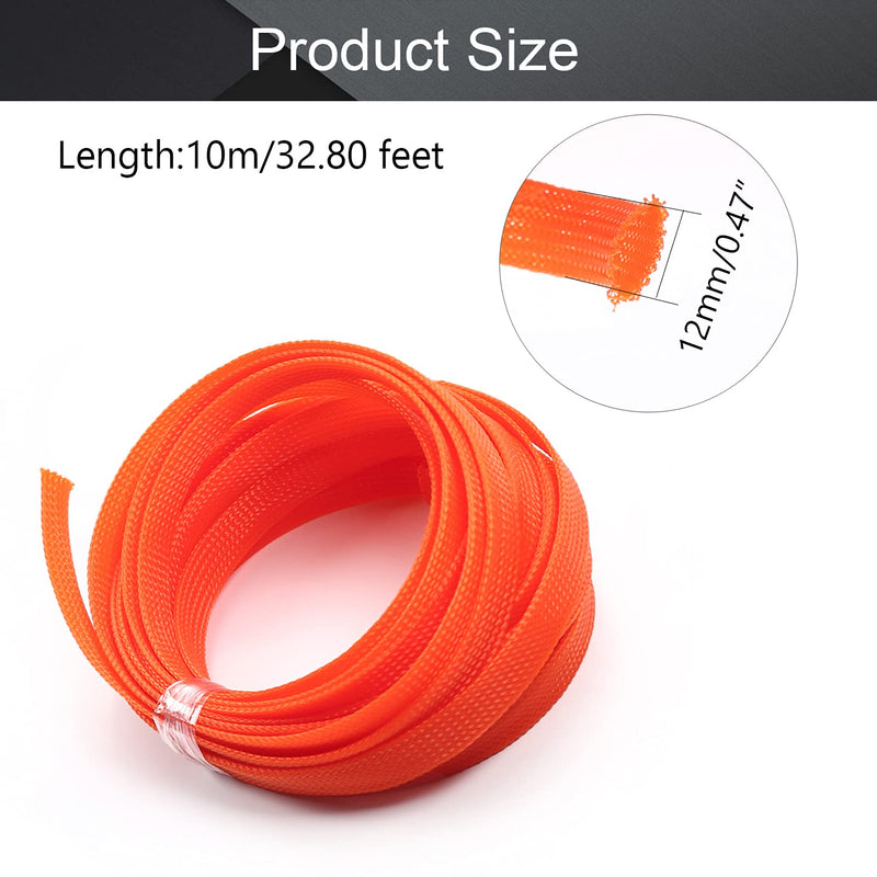  [AUSTRALIA] - Bettomshin 1Pcs 16.4Ft Expandable Braid Sleeving, Width 12mm Protector Wire Flexible Cable Mesh Sleeve Orange for Television Audio Computer
