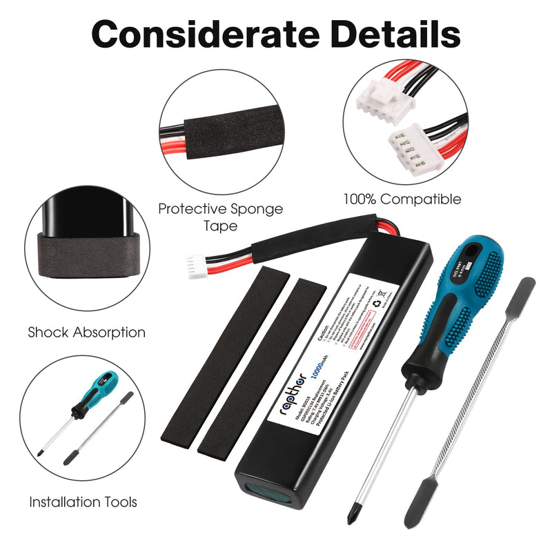  [AUSTRALIA] - Rapthor 10000mAh Replacement Battery for JBL Xtreme Bluetooth Speaker fits JBL GSP0931134 High Capacity Li-Polymer Replacement Battery with DIY Tools