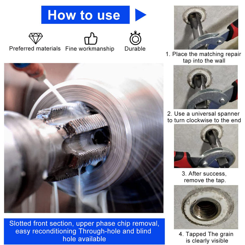  [AUSTRALIA] - 2 piece pipe tap set, tap 1/2 inch, 3/4 inch internal thread, incision tap, repair of pipe thread connections, for car repair and industry