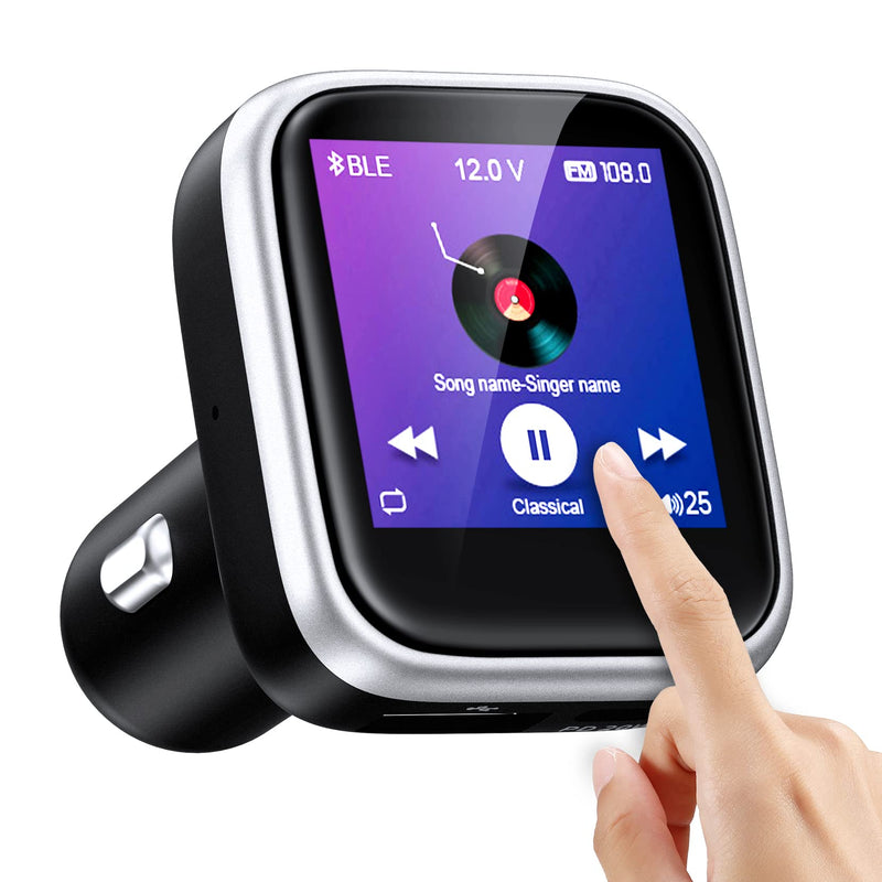  [AUSTRALIA] - 2023 New Bluetooth FM Transmitter for Car - High-End Full Touch Screen, 1.54'' Large Color Display, PD 20W + QC 3.0, Bluetooth Car Adapter, Radio Music Adapter Charger, Hands-Free Calling Supported