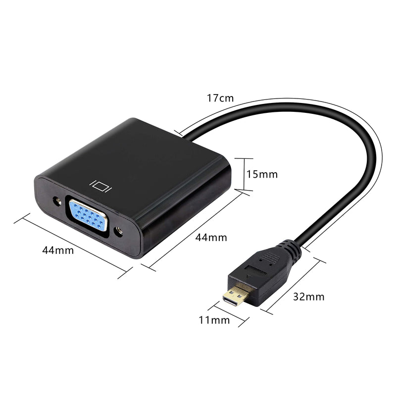  [AUSTRALIA] - XMSJSIY Micro HDMI to VGA Audio Adapter Converter 1080p Full HD Micro HDMI Male to VGA Female Interface for Desktop Monitors Projectors Laptops Tablets