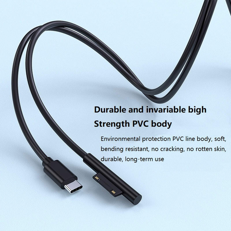  [AUSTRALIA] - USECL Surface Connect to 65W USB-C Charging Cable Compatible with Microsoft Surface Go. Pro 7/6/ 5/4/ 3, Surface Book1/2,Surface Laptop1/2, Male USB-C Connector Black Cord 1.8Mtr(5.9FT).