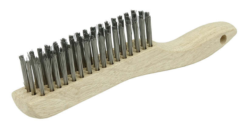  [AUSTRALIA] - Weiler 44064 0.012" Wire Size, 5" Brush Length, 10" X 1-1/8" Block Size, 4 X 16 No. Of Rows, 302 Stainless Steel Bristles, Hardwood Block, Shoe Handle Scratch Brush Handle Style 6 inches