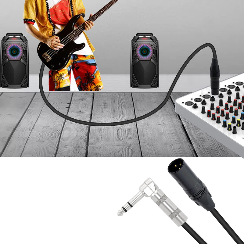  [AUSTRALIA] - PNGKNYOCN 1/4 to XLR Cable 90 Degree Right Angle 6.35 mm TRS Male Plug to XLR Male Plug Audio Stereo Microphone Cable for Speakers, Stage, DJ and More（2M）