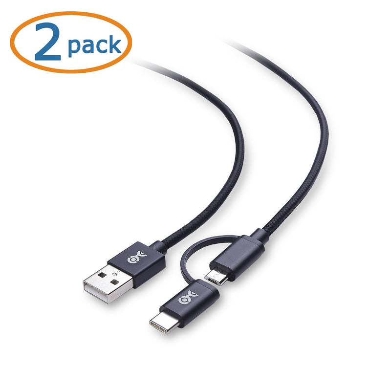  [AUSTRALIA] - Cable Matters 2-Pack 2-in-1 USB-C Cable (USB Type-C Cable) with Tethered USB C to Micro USB Adapter 3.3 Feet for Samsung Galaxy S9, S8, Note 8 and More 3.3 ft