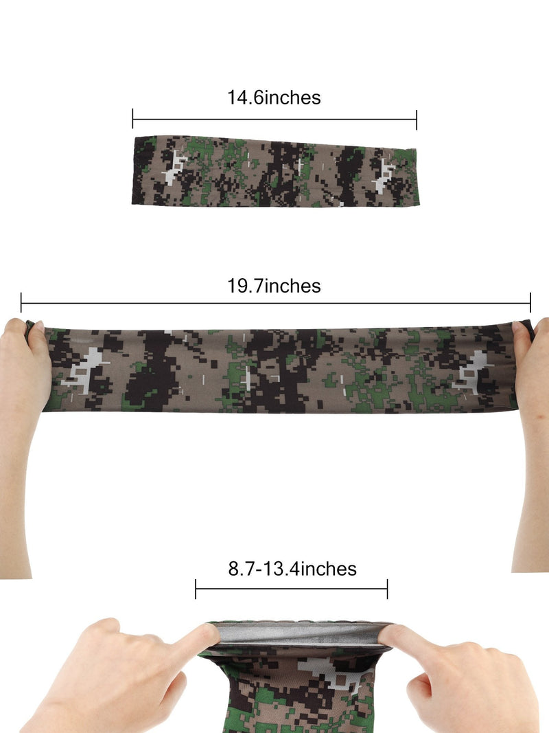  [AUSTRALIA] - 8 Pairs Unisex UV Protection Arm Cooling Sleeves Ice Silk Arm Cover (Black Blue Camouflage Dark-green, Ice Silk)