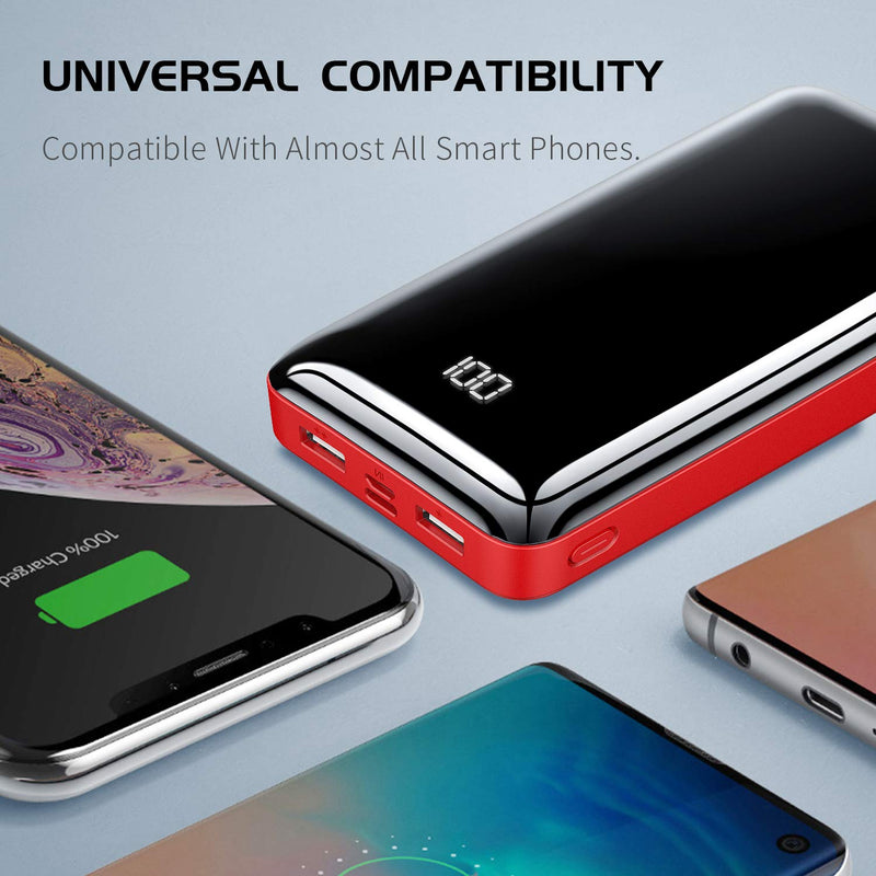 Portable Charger Power Bank Bextoo 30000mAh High Capacity External Battery with Full LCD Digital Display,Smaller Size Backup Battery Pack Compatible with Smart Phone, Android Phone, Tablet and More Red - LeoForward Australia