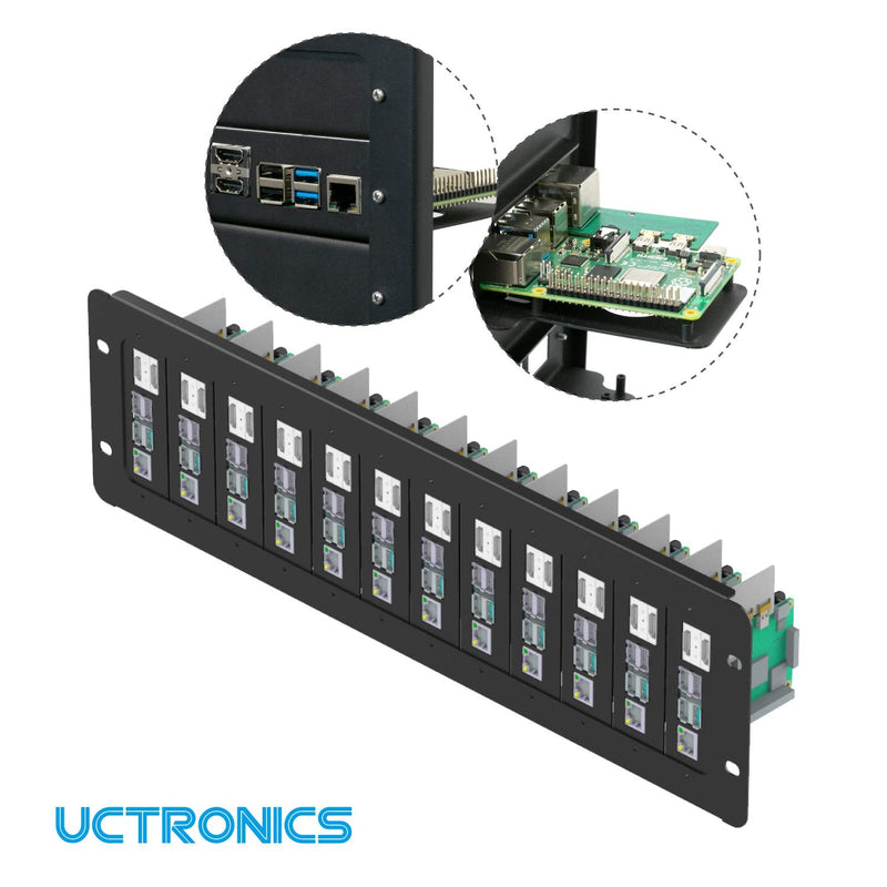  [AUSTRALIA] - UCTRONICS Mounting Plates for Raspberry Pi 4 B Models, Compatible with 19 inch 3U Rack Mount, 4-Pack