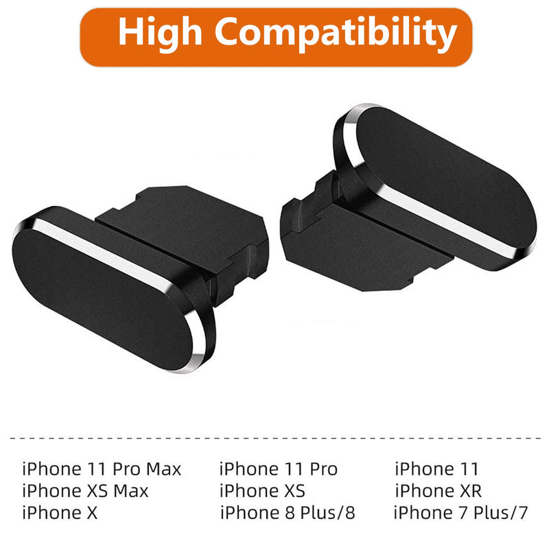  [AUSTRALIA] - Anti Dust Plug Covers for Smartphones Lighting Charging Port, 2 Pack Anti Dust Plugs, for iPhone 11/12 Pro Max 8 Pin Charging Port Plug(Black) Black