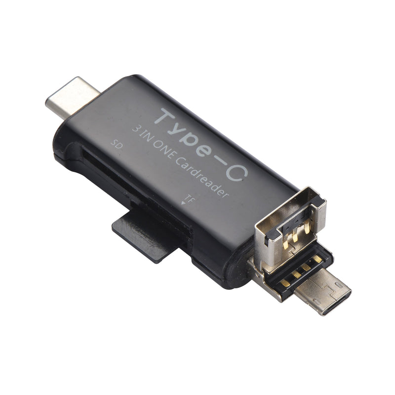 Innolage Type-C & Micro USB & USB 3-in-1 Multi-Function Card Reader (Black) Black - LeoForward Australia