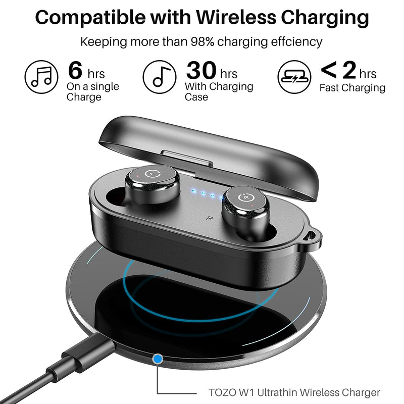  [AUSTRALIA] - TOZO T10 Bluetooth 5.0 Wireless Earbuds with Wireless Charging Case IPX8 Waterproof Stereo Headphones in Ear Built in Mic Headset Premium Sound with Deep Bass for Sport Black 1